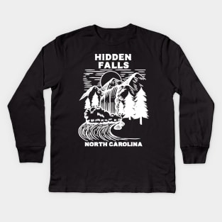 Hidden Falls Hanging Rock State Park, North Carolina - NC Waterfall Blue Ridge Parkway Cataractophile Kids Long Sleeve T-Shirt